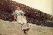 Winslow Homer A woman sitting on a park wall Germany oil painting artist